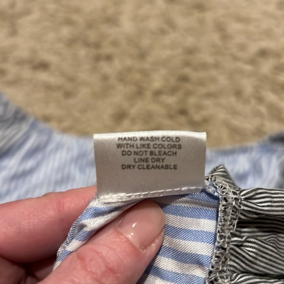 NWOT 1st Sight Blue White Stripe Medium Women's Ruffle Dress Top - Picture 4 of 10